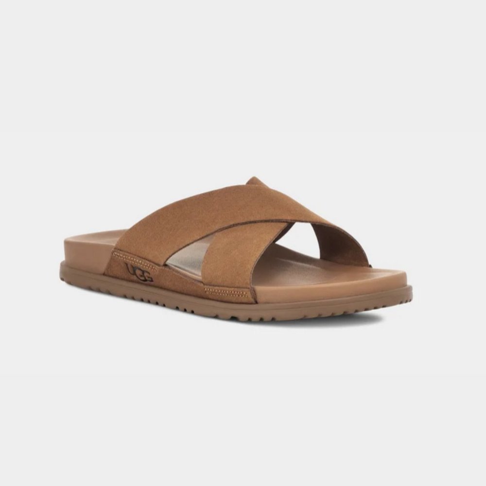 UGG Men's, Wainscott Slide Sandal Chestnut Suede Size 11
